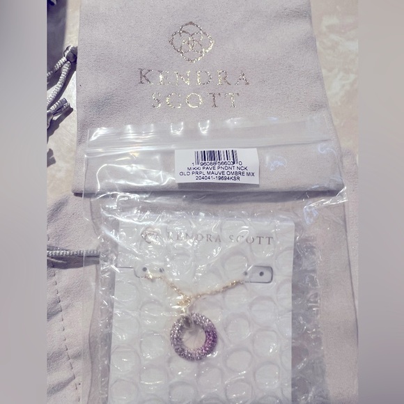 BNIB Kendra Scott Mikki Gold Pave Purple Mauve Ombré Mix Necklace and Earrings - Picture 12 of 12